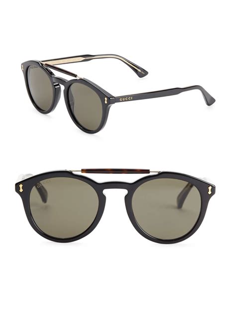 gucci round plastic sunglasses black|Gucci round sunglasses for men.